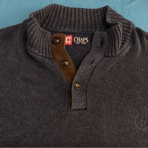 CHAPS Heavy Cotton Sweater w Suede-Like Elbow Pads